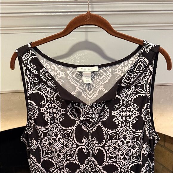 White House Black Market Black and White Midi Dress Size Large - Picture 5 of 5